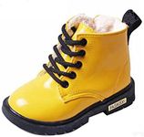 Gaorui Boys' Snow Boots Warm Cotton Lined Waterproof Leather Shoes 8.5 M US Toddler(Foot Length 15.2 CM) Yellow1(with Fur)