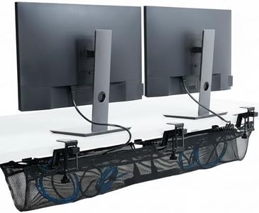 VIVO No Drill Clamp-on 55 inch Mesh Net Under Desk Cable Management Wire Organizer, Adjustable Home Office Standing Desk Cord Storage Sleeve, Black, DESK-AC55MH