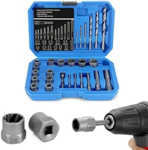 QWORK® 26 pièces jeu d'extracteurs de vis professionnels, insert de cléà douille, jeu d'extracteurs à gauche, 8-19 mm