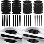 16PCS Car Door Handle Protector Set, 8PCS Black & 8PCS Carbon Fiber Auto Door Handle Bowl Pack Paint Scratch Protection Film, Cars Exterior Accessories for Most Models