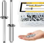 Mywish (200Pcs) 3/16" x 5/8" Blind Pop Rivets 3/16 Aluminum Grip and Steel Mandrel Blind Rivets, Open End 3/16 Rivets for Metal
