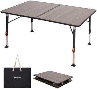 KingCamp Adjustable Height Folding Camp Table, Large Fiber Glass Portable Picnic Table for Outdoor & Indoor Use, Sturdy Aluminum Leg Patio Table for 4-6 People with Storage Bag