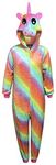 Unicorn Onesie Womens Comfy Pyjamas Mens Soft Sleepsuit Gifts for Ladies Animal Jumpsuit Dress Up Costume (S, Unicorn - Pastel Rainbow)