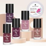 Verymiss 5 Trending Nail Polish Combo + Free Nail Polish Remover Wipes I Vegan I Easy Application I Mini Nail Kit I Quick Dry & Cruelty-Free (VMNYK02)