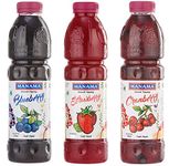 Manama Strawberry Fruit Crush (750ML), Blueberry Fruit Crush (750ML) and Cranberry Fruit Crush (750ML) for Dessert Toppings Like Ice Creams and Shakes, Pack of 3