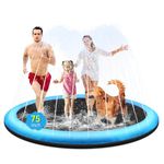 CACSPS 75" Non-Slip Splash Pad for Kids and Dog, Thicken Sprinkler Pool Summer Outdoor Water Toys, Extra Large Backyard Wading Pool for 3+ Children Boys & Girls or Pet Dog (Blue)