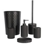 zccz Bathroom Accessory Set - 6 Pcs Black Bathroom Accessories Set with Trash Can, Toothbrush Holder, Toothbrush Cup, Soap Dispenser, Soap Dish, Toilet Brush with Holder - Accessoire Salle de Bain