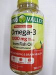 Spring Valley Omega-3 1000 mg from Fish Oil, Heart, Brain Health, Lemon,180 Softgels