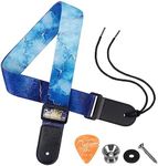 Ukulele Strap - BestSounds Uke Shoulder Straps with Leather Ends for Soprano Concert Tenor and Baritone Ukuleles (Blue Ocean)