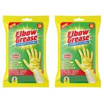 Elbow Grease Rubber Gloves Cotton Lined Extra Strong Non-Slip Size Medium,Yellow, 7.0 gram (Pack of 2)