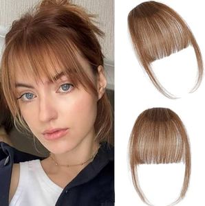 FFWTPY Extensiones Pelo Natural Humano Una Pieza Clip in Fringe Bangs Flequillo Sintético Hair de Cabello Prótesis Capilar con Patillas para Mujer