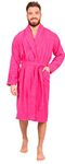 Adore Home Mens 100% Cotton Bathrobe Terry Towelling Shawl Collar Bath Robe Dressing Gown, Pink, L