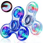 Gigilli Fidget Spinner LED 2 Pack, Stress Relief Anti-Anxiety ADHD Fidget Toys for Kids Adults, Glow in the Dark Party Bag Fillers for Kids, Birthday Gifts, Stocking Fillers, Classroom Prizes