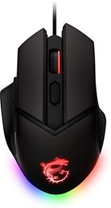 MSI CLUTCH GM20 ELITE Souris Gaming - Capteur Optique 6400 DPI, Droitiers, Switches OMRON 20M+ Clics, 6 Boutons, Latence 1ms, RGB Mystic Light, Système de Poids Réglable 98-109g - Filaire