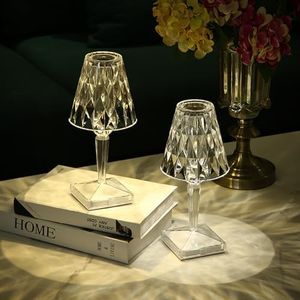 2pcs Crystal Table Lamp Touch Control Crystal Rose Lamp, [2000mAh]Rechargeable LED Diamond Table Lamps with 3 Color Changing Light, [Non-Yellowing]Acrylic Cordless Table Lamp Small Lamp for Bedroom