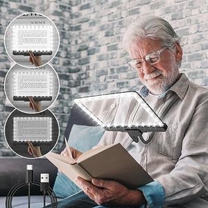 NZQXJXZ Rechargeable Hands Free Magnifying Glass with Light and Stand, 43 Bright LED Lighted Magnifying Glass for Reading, 5X Magnifier for Seniors for Newspaper, Sewing, Cross Stitch, Small Prints