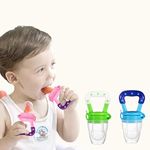 Children 2pc Baby Food Grade Silicone Baby Fresh Fruit Food Fresh Fruit Feeder Pacifier S/M/L Teething Toy Mummy's World (Small, Blue & Green)