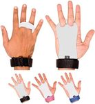 ULTRA FITNESS Kids Children Sizes gymnastic leather palm hand grips protectors junior (White and Black, Large)