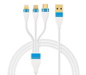 3 in 1 Fast Charging Data Cable For Xiaomi Redmi / Mi Redmi Original Data Cable Micro USB Fast Charging Cable Quick Charge Cable Speed Upto 2.4 Amp Multi Charger Cable for Micro USB, iOS and Type-C Devices, Mobile Tablet PC Laptop Android Smartphone with 1.2m SZ2 (SG 2, 3.9 ft.)