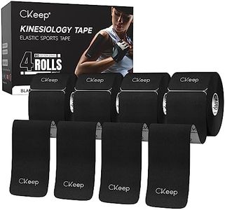 CKeep 4 Rolls Kinesiology Tape, Original Cotton Elastic Athletic Tape, 20 Precut 10" Strips Each, Black, Ideal for Muscle Support & Injury Prevention