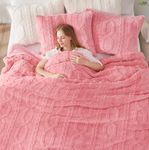 Cozy Bliss Fluffy Comforter Set - Soft Sherpa Comforter, 3pcs Warm Bedding Set with 2 Pillowcases for Winter, Jacquard Boho Texture, Gift for Girls Boys Women Family