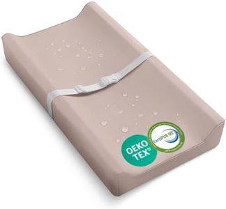 Sleepah Vegan Leather Baby Changing Pad – Contoured Waterproof & Wipeable Foam Changing Pad for Dresser or Table with Removable, Machine-Washable Cover – Standard Size Diaper Changing Pad – Tan