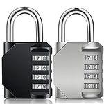 BeskooHome Combination Lock 4 Digit Outdoor Waterproof Padlock for School Gym Locker, Sports Locker, Fence, Toolbox, Gate, Case, Hasp Storage (Silver & Black)