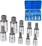 Profiwoab 10 PCS XZN Triple Square Spline Bit Socket Set,M4-M18 Allen Key Socket Multiple Teeth, Multi Tooth Socket Set with Storage Case,for Torque Wrench, Ratchet Wrench, Impact Power Drills