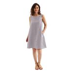 Amazhiyu Women 100% Linen Tank Dress Sleeveless Crew Neck Summer Dress Loose Fit Light Khaki,Medium