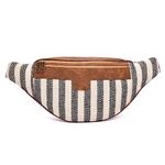 K London Stylish Canvas Multicolor Waist Bag Elegant Style Travel Pouch Passport Holder with Adjustable Strap(11704_CRM_Stripes)