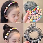 Bincout Meerore 5 Pcs Full Circular Stretch Comb Headbands, Colorful Plastic Hair Wrap Hairband Holder for Kids Girls Hair Accessories C#04