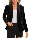 MINTLIMIT Womens Shawl Collar Fully Lined Solid Long Sleeve Velvet Blazers Casual Business Jackets Suit Job Interviews One Button and Pockets (Black XL)