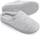 HomeTop Women's Dotted Knit Memory Foam Slippers with Anti-slip Sole Cloud Gray,11-12 US