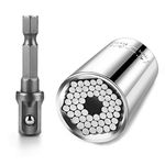 Tusig universal Socket Wrench with Electric Drill Adapter, Silver Set (7-19MM), Convenient and Durable DIY Tools, Men's Tools, Women's Tools, Birthday, Holiday Gifts