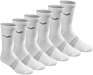 Saucony Men's Rundry Mesh Ventilating Comfort Fit Performance Crew Socks, Available in L-XL (3, 6, 12 Pairs), White Solid Foot (6 Pairs)