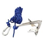 ATORSE Bruce Style Boat Anchor Marine Grade Polished Fit for Yacht Boat Dinghies | 1 Piece Bruce Style Anchor 1 Piece 5M Rope 1 Piece Stainless Steel 304 Hook