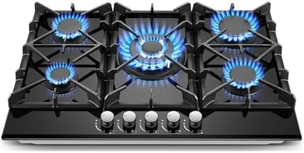 Gas Cooktop 30 Inch, Amzgachfktch 5 Burners Gas Stove, Built-in NG/LPG Convertible Gas Stove Top, Black Tempered Glass Propane Cooktop with Thermocouple Protection