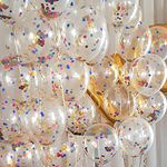 ITAF Multi Glitter Transparent Confetti Balloons For Balloon Garland/Birthday/Anniversary/Baby Shower/Bachelorette/Engagement & Cocktail Party Decorations - Pack of 20 (MULTI CONFETTI)