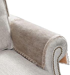 MINJIATEX Couch Arm Covers,Non-Slip Lace Sofa Arm Covers Set of 2 Washable Sofa Armrests Covers for Living Room Recliner Chair Arm Covers Protectors for Leather Sofa Armrest Slipcover (HZW-LIGHT GREY)