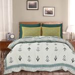 Kuber Industries Double Bedsheet with 2 Pillow Covers | 186 TC Premium Cotton Bedsheet for Double Bed | Bedsheet for Living Room-Home & Hotels | Embroidery Katli Flower | 100x108 Inch | Green