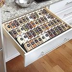 DEWVIE Spice Rack Tray for Drawer - Expandable 13" to 26" Tray Insert, Adjustable 4 Tier Spice Rack Drawer Organizer for Kitchen Cabinet Drawer, Sturdy Seasoning Jars Storage Rack, Black