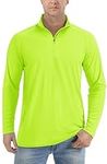 TACVASEN SPF 50 Traveling Shirts Men Long Sleeve T-Shirt Quick Dry Outdoor Recreation T-Shirts Athletic Top Breathable Shirts Golf Shirts Sun Protection Swimwear Fluorescent Green