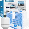26 Combo Vacuum Storage Bags with Electric Pump,Travel Garment Bags(4 Jumbo, 4 Large, 6 Medium, 6 Small, 6 Roll),Travel Clothes Space Saver Bags,Bags for Clothes & Bedding