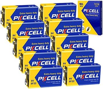 PKCELL 9V Battery Carbon Zinc for Smoke Detectors 6F22 Battery,Ultra Long-Lasting