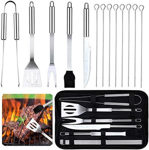 Outil de Barbecue - Outils de Barbecue en Acier Inoxydable Barbecue Accessoire Kit Barbecue Portable avec étui de Transport pour Camping,Pique-Nique,Voyage,Jardin,Idéal Cadeaux Anniversaire,Papa