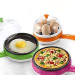 HOSHILA172 Multifunctional 2 in 1 Electric Egg Boiling Steamer Egg Frying Pan Egg Boiler Electric Automatic Off with Egg Boiler Machine Non-Stick Electric Egg Frying Pan