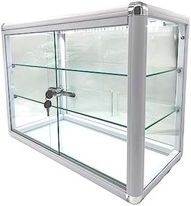 Only Hangers Counter Top Glass Display Showcase with Option for LED Lights -White and Black (White)