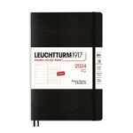 Leuchtturm1917 - Weekly Planner & Notebook Paperback (B6+) 2024, Softcover, Black, English