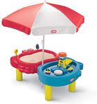 Little Tikes 2-in-1 Sand & Sea Play Table - Multipurpose Outdoor Playset for Toddlers with 7 Accessories and Umbrella - Sand and Water Not Included - For Kids from 2+ Years