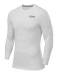 TCA Boys Pro Performance Compression Shirt Long Sleeve Top Compression Tops for Boys Base Layers Boys - Pro White, 12-14 Years